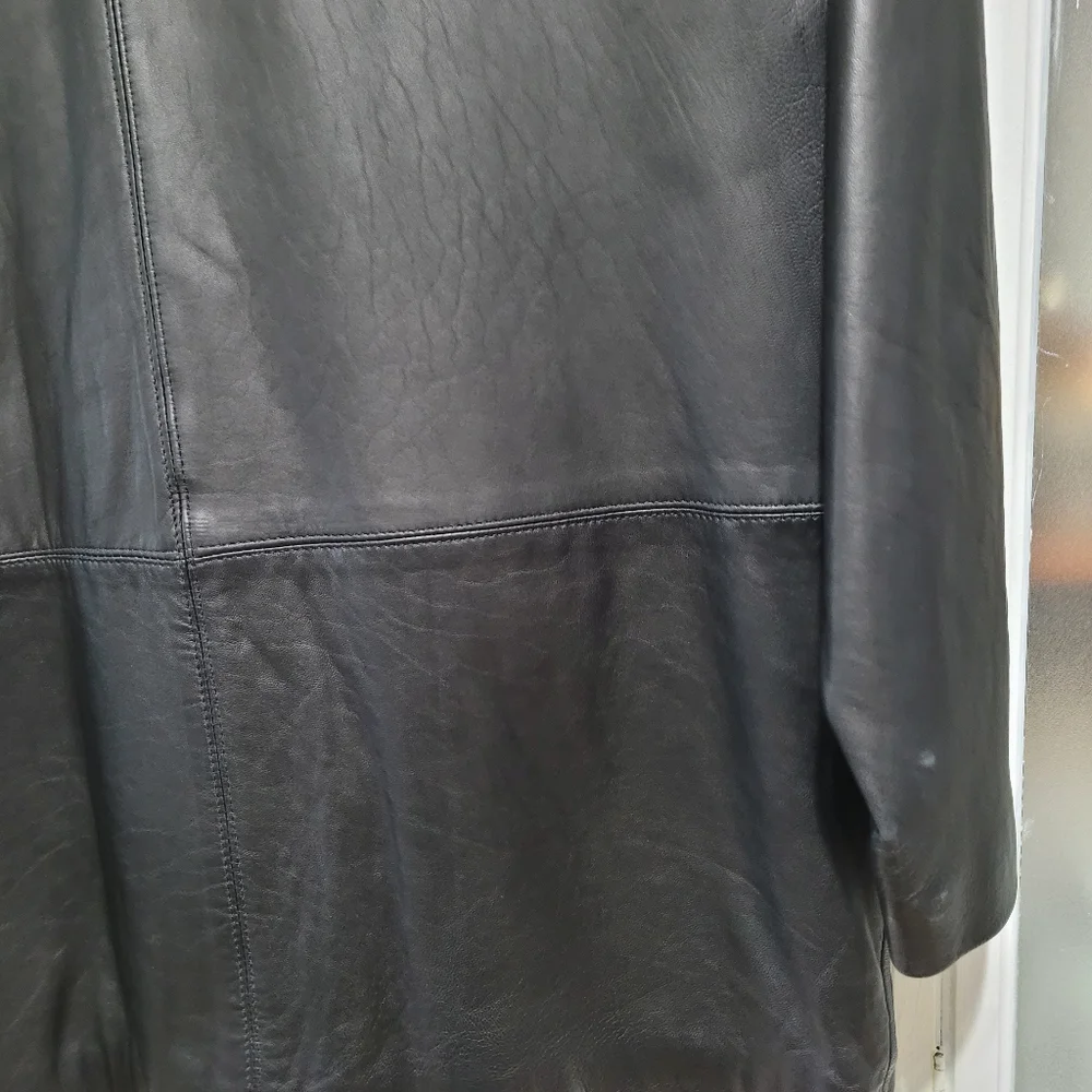 Vintage Leather Black Women's 1980's Jacket Blazer Retro shoulder pads - Picture 12 of 16